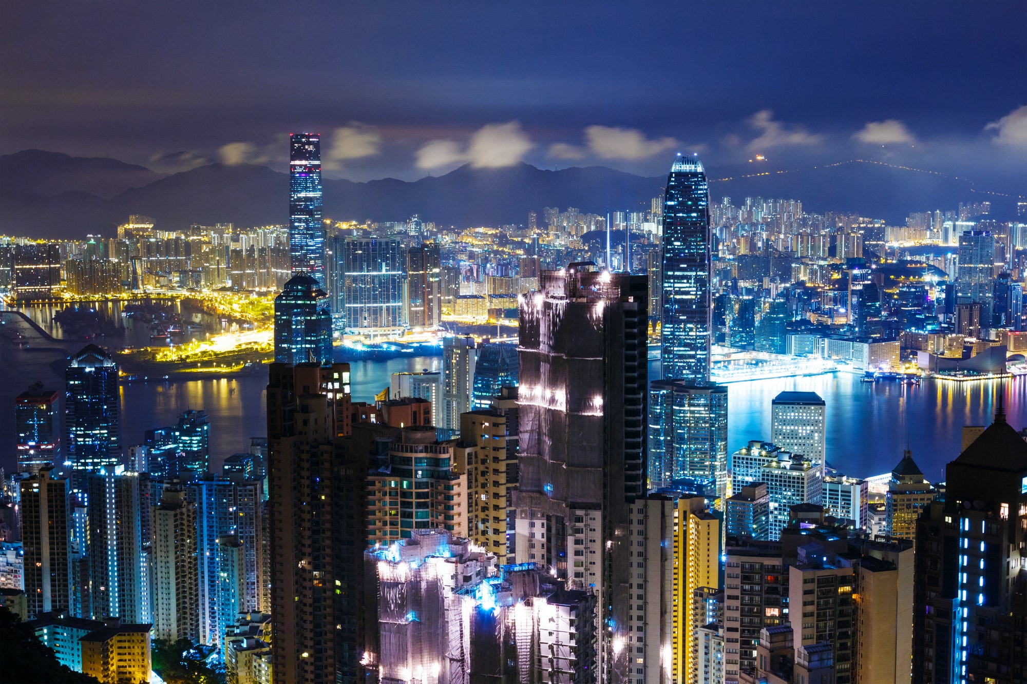 Hong Kong skyline from Peak at mid night
